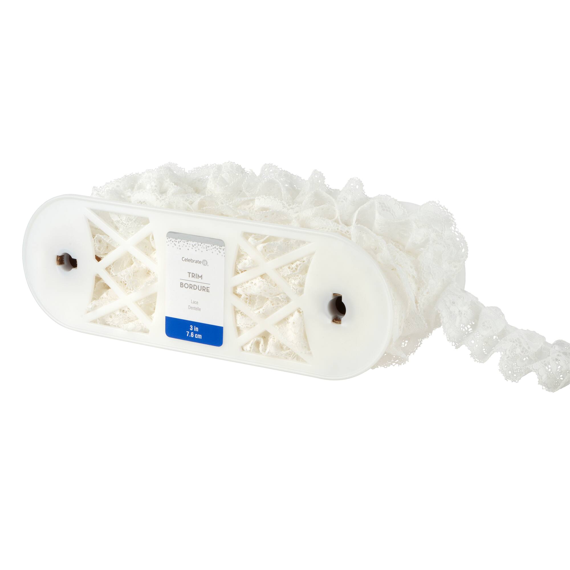 3" White Pleated Lace Trim by Celebrate It®